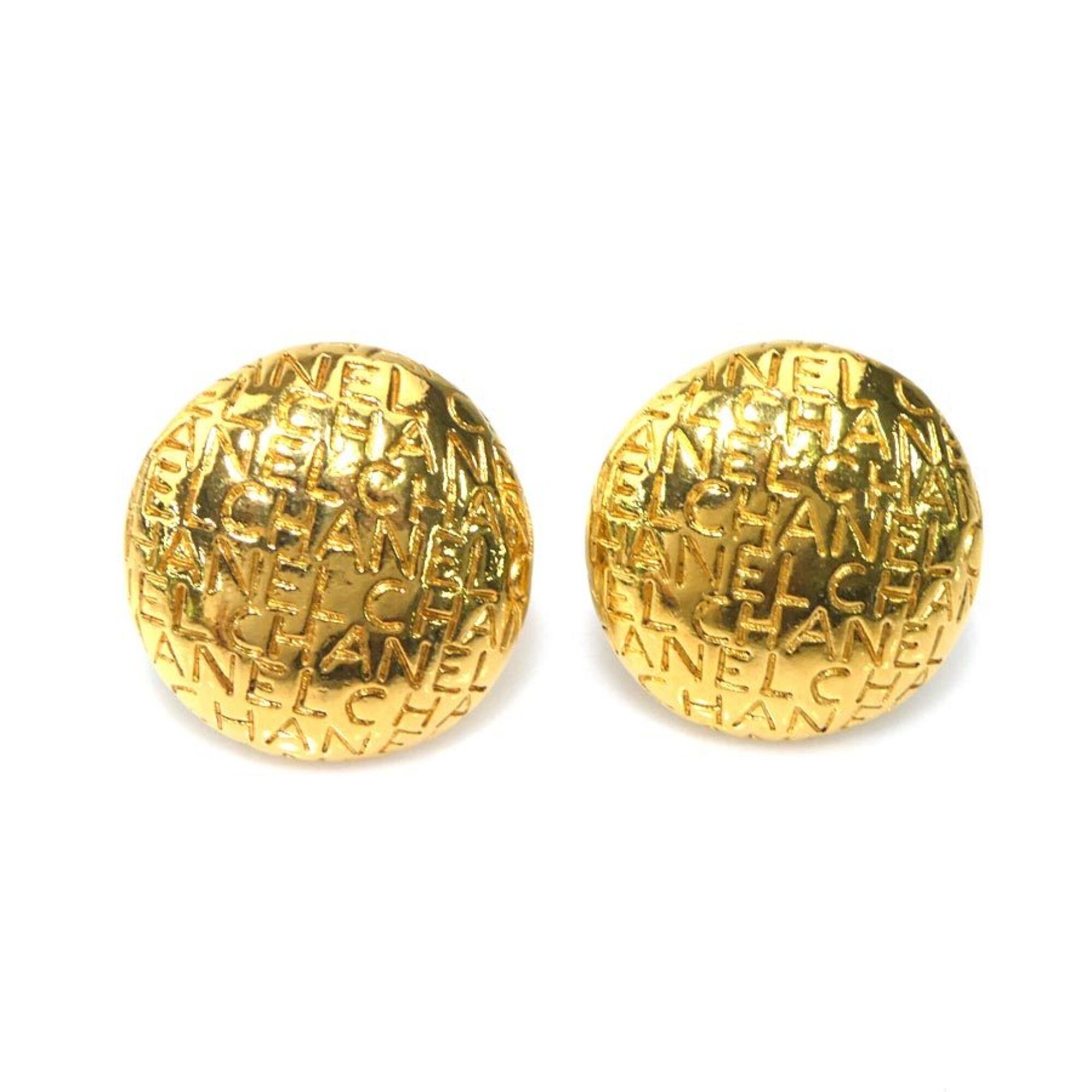 Chanel Chanel Earrings Logo Metal Gold Women's E61992a